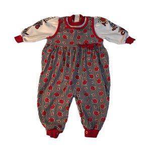 Vintage Healthtex Baby Girl Onesie Red Long Sleeve ABC | Size - 18 Months